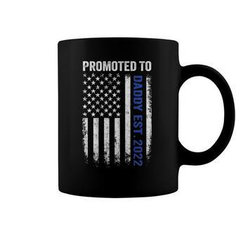 Mens Blue Line Promoted To Daddy 2022 Funny Police Dad On Back Coffee Mug | Mazezy