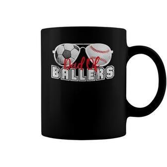 Mens Dad Of Ballers Baseball Soccer Ball Fathers Day Son Kids Coffee Mug | Mazezy