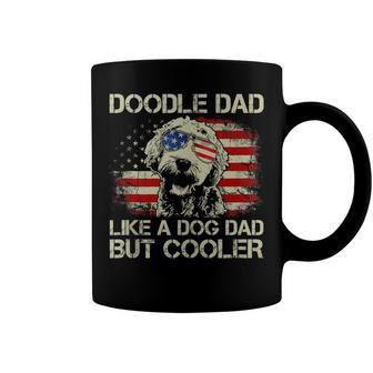 Mens Doodle Dad Like A Dog Dad But Cooler Usa Flag 4Th Of July Coffee Mug - Seseable