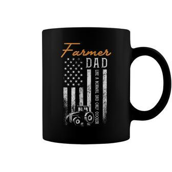 Mens Farmer Dad Like A Normal Dad Only Cooler Usa Flag Farming Coffee Mug | Mazezy