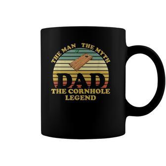 Mens Fathers Day Funny Vintage Dad Man Myth Cornhole Legend Coffee Mug | Mazezy