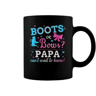 Mens Gender Reveal Boots Or Bows Papa Matching Baby Party Coffee Mug | Mazezy