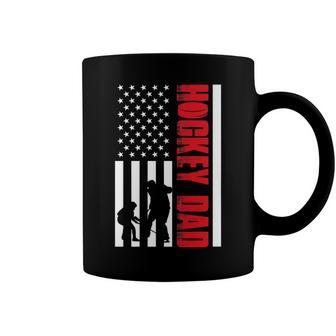Mens Hockey Dad 4Th Of July Us Flag Fathers Day Coffee Mug - Seseable