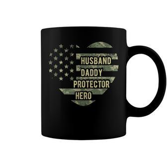 Mens Mens Husband Daddy Protector Heart Camoflage Fathers Day Coffee Mug | Mazezy AU