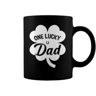 Mens One Lucky Dad Shamrock Four Leaf Clover St Patricks Day Coffee Mug | Mazezy