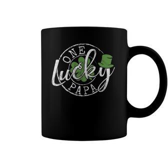 Mens One Lucky Papa Funny Father Irish Clovers St Patricks Day Coffee Mug | Mazezy AU