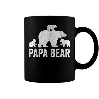 Mens Papa Bear Fathers Day Grandad Fun 3 Cub Kid Grandpa Coffee Mug - Seseable