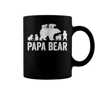 Mens Papa Bear Fathers Day Grandad Fun 6 Cub Kid Grandpa Coffee Mug - Seseable