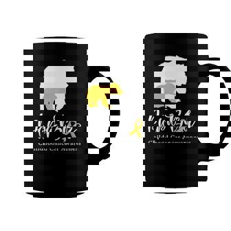 Mens Papa Bear Gold Ribbon Childhood Cancer Awareness Coffee Mug | Mazezy