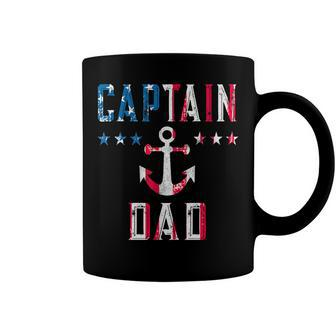 Mens Patriotic Captain Dad American Flag Boat Owner 4Th Of July Coffee Mug - Seseable