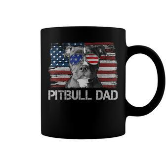 Mens Pitbull Dad American Flag 4Th Of July Patriotic Dog Lover Coffee Mug - Seseable