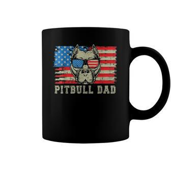 Mens Pitbull Dad American Pit Bull Dog Us Flag 4Th Of July Coffee Mug | Mazezy