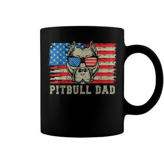 Mens Pitbull Dad American Pit Bull Dog Us Flag 4Th Of July Coffee Mug - Seseable