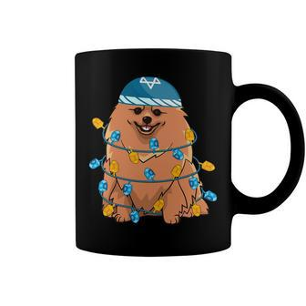 Mens Pomeranian Pet Light Hanukkah Dreidel Happy Chanukkah Outfit T-Shirt Coffee Mug - Seseable