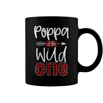 Mens Poppa Of The Wild One Buffalo Plaid Lumberjack 1St Birthday Coffee Mug - Seseable