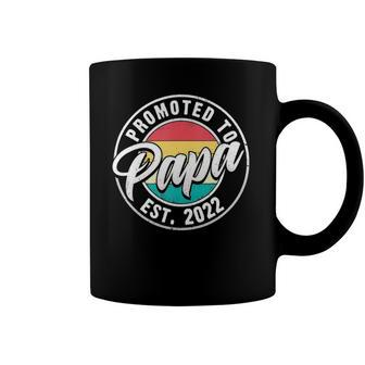 Mens Promoted To Papa 2022 Retro Vintage New Dad Gift Coffee Mug | Mazezy