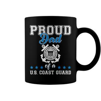 Mens Proud Dad Of A Coast Guard Military Family Us 4Th Of July Coffee Mug - Seseable