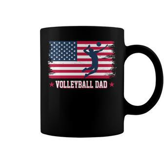 Mens Proud Volleyball Dad American Flag 4Th Of July Freedom Coffee Mug - Seseable