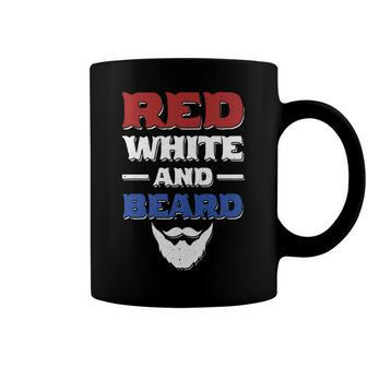 Mens Red White And Beard Funny 4Th Of July Bearded Dad Husband Coffee Mug - Seseable