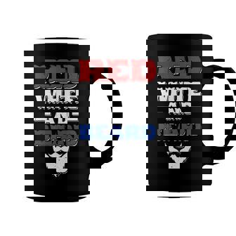 Mens Red White And Beard Funny 4Th Of July Bearded Dad Husband Coffee Mug - Seseable