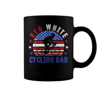 Mens Red White Cycling Dad 4Th Of July American Flag Gift Coffee Mug - Seseable