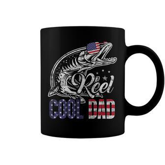 Mens Reel Cool Dad Sunglasses American Flag 4Th Of July Fishing Coffee Mug - Seseable