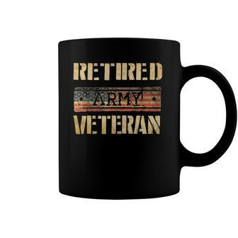 Mens Retired Army Veteran American Flag Coffee Mug | Mazezy