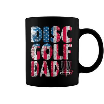 Mens Retro Disc Golf Dad American Flag 4Th Of July Fathers Day Coffee Mug - Seseable
