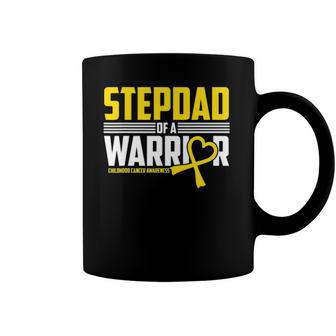 Mens Stepdad Childhood Cancer Awareness Survivor Ribbon Warrior Coffee Mug | Mazezy