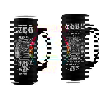 Mens Stepdad Of The Birthday Boy Matching Family Video Game Party Coffee Mug | Seseable CA