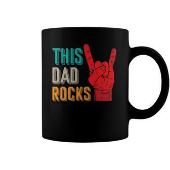 Mens This Dad Rocks Desi For Cool Father Rock And Roll Music Coffee Mug | Mazezy