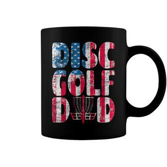 Mens Vintage Disc Golf Dad American Flag July 4Th Golf Basket Coffee Mug - Seseable