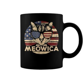 Meowica American Cat 4Th Of July Flag Sunglasses Plus Size Coffee Mug - Seseable