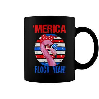Merica Flock Yeah Funny Flamingo 4Th Of July Women Kid Coffee Mug - Seseable