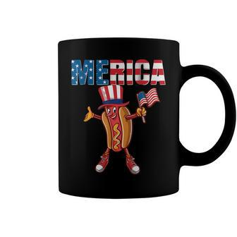 Merica Hot Dog 4Th Of July Dad Gift American Flag And Hotdog Coffee Mug - Seseable