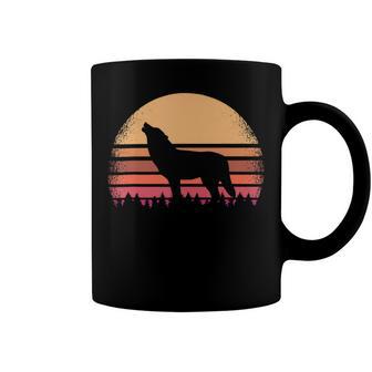 Moon Sunset Retro Howling At 80S Vintage Wolf Halloween S Coffee Mug | Favorety AU