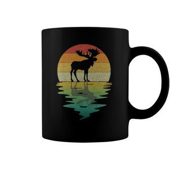 Moose Silhouette Sunset Retro Vintage 70S Nature Lover Coffee Mug | Mazezy
