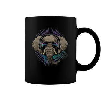Music Elephant Dj With Headphones Musical Elephant Lovers Coffee Mug | Mazezy