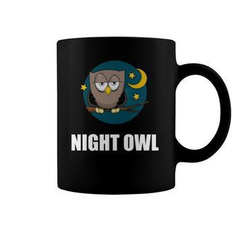 Night Owl Moon Cartoon Funny Coffee Mug | Mazezy