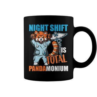 Night Shift Nurse Red Panda Wearing Scrubs Pandamonium Pun  Coffee Mug