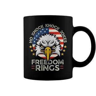 No Knock Knock Jokes Freedom Rings 4Th Of July Dad Joke Coffee Mug - Seseable