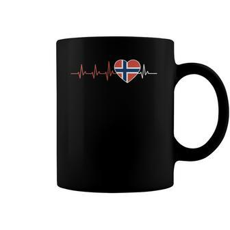 Norway Flag Heartbeat Noreg Norge Norwegian Coffee Mug | Mazezy