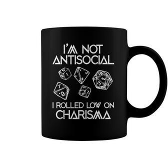 Not Antisocial Rolled Low Charisma Funny Dice Rpg Dragon Coffee Mug | Mazezy