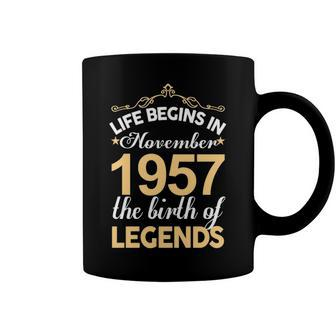 November 1957 Birthday Life Begins In November 1957 V2 Coffee Mug - Seseable