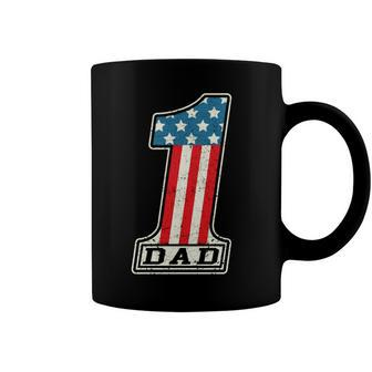 Number One Dad American Flag 4Th Of July Fathers Day Gift Coffee Mug - Seseable