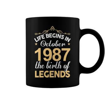 October 1987 Birthday Life Begins In October 1987 V2 Coffee Mug - Seseable