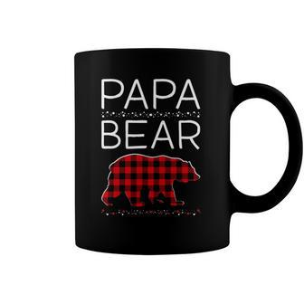 Papa Bear Christmas Pajamas Matching Family Plaid Men Coffee Mug | Mazezy