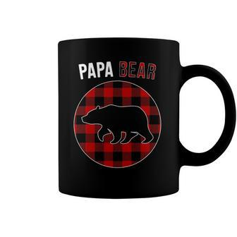 Papa Bear Red Plaid Matching Family Christmas Pajamas Coffee Mug | Mazezy