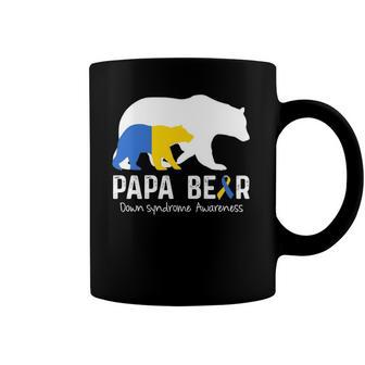 Papa Bear Support Down Syndrome Awareness Fathers Day Coffee Mug | Mazezy