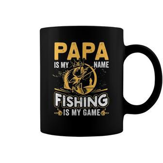 Papa Is My Name Fishing Is My Game Funny Gift Coffee Mug | Mazezy CA